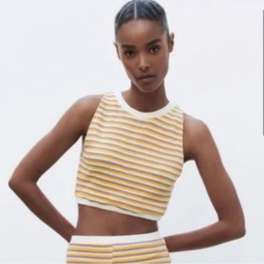 Zara Multicolored Striped Kinit Crop Top NWT